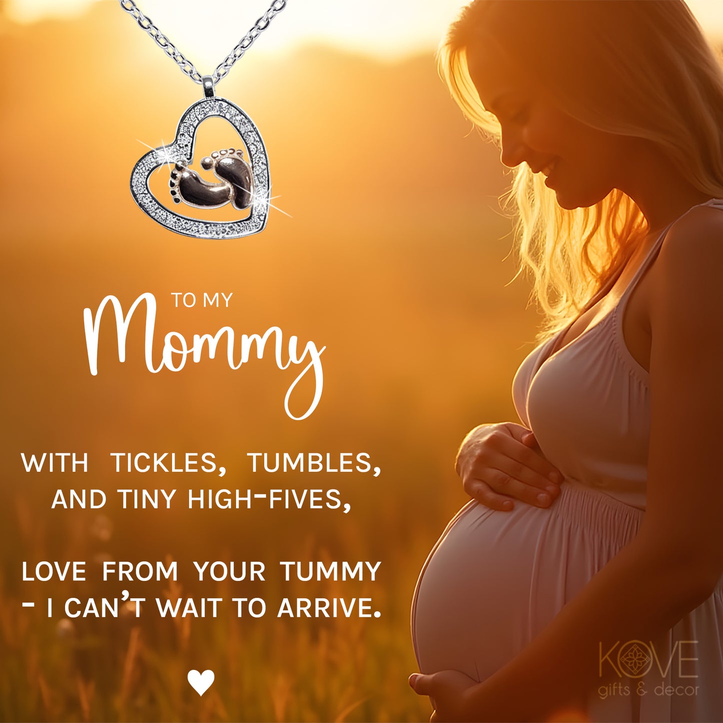 Mommy To Be - Baby Feet Heart Necklace