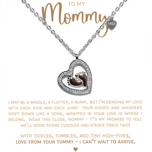 Mommy To Be - Baby Feet Heart Necklace