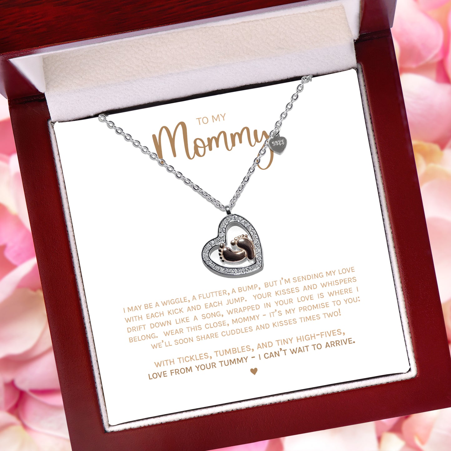 Mommy To Be - Baby Feet Heart Necklace