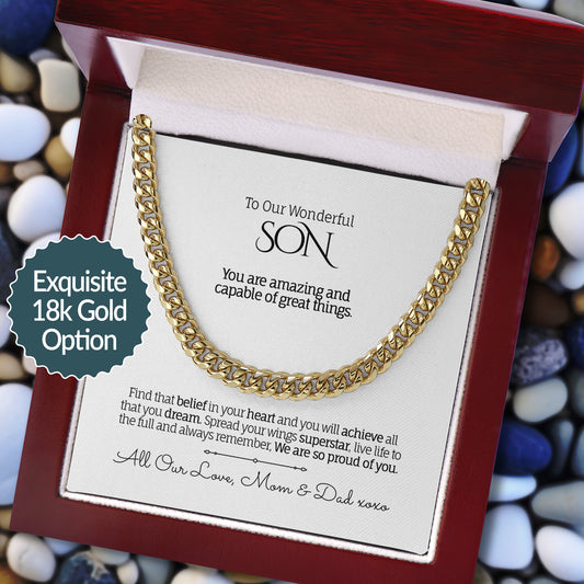My/Our Wonderful SON - Cuban Chain Necklace, Luxury Box