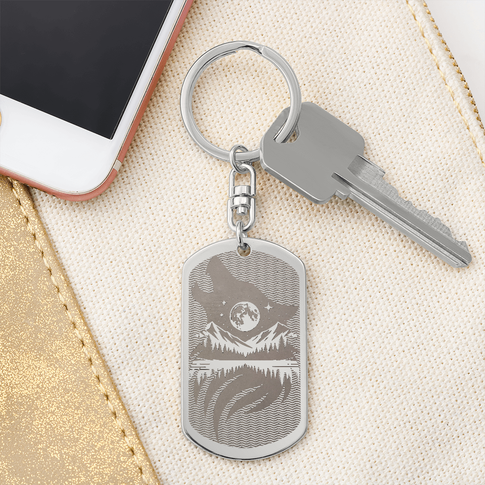 KOVE Sample - WOLF - Engraved Dog Tag Keychain