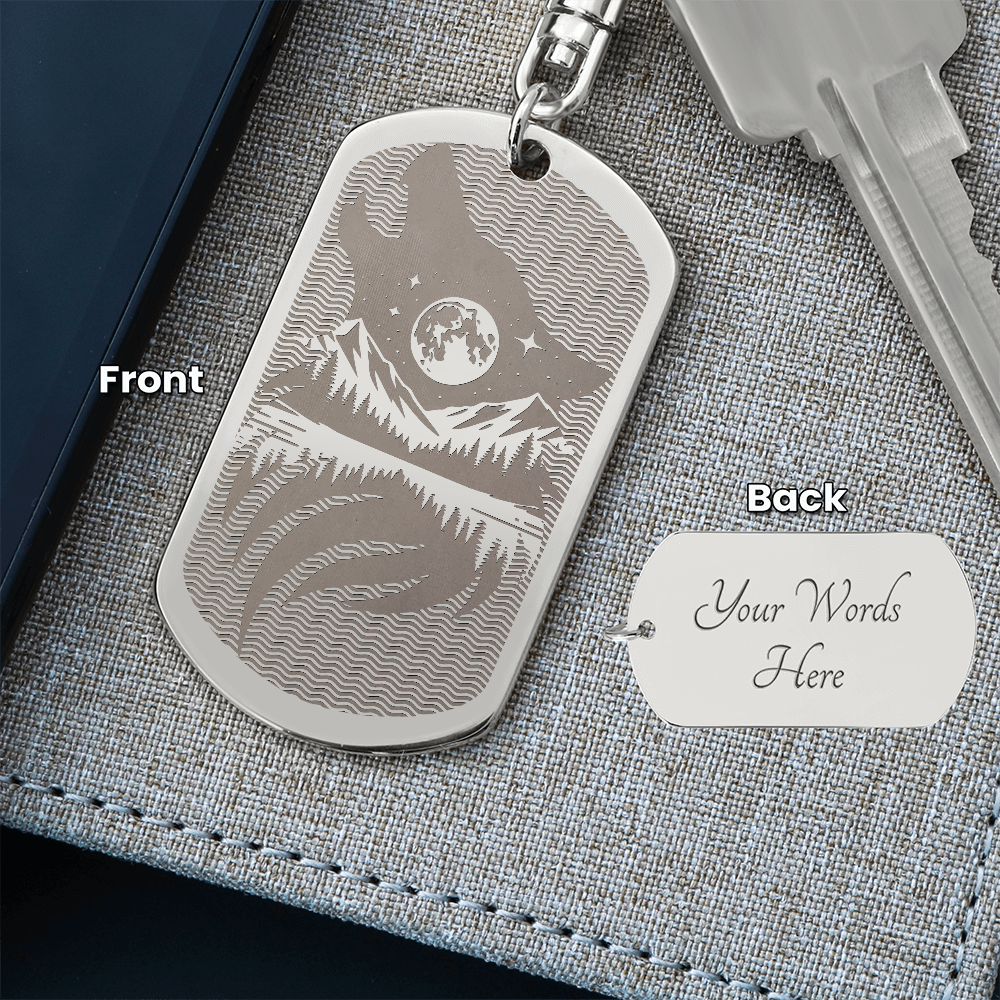 KOVE Sample - WOLF - Engraved Dog Tag Keychain