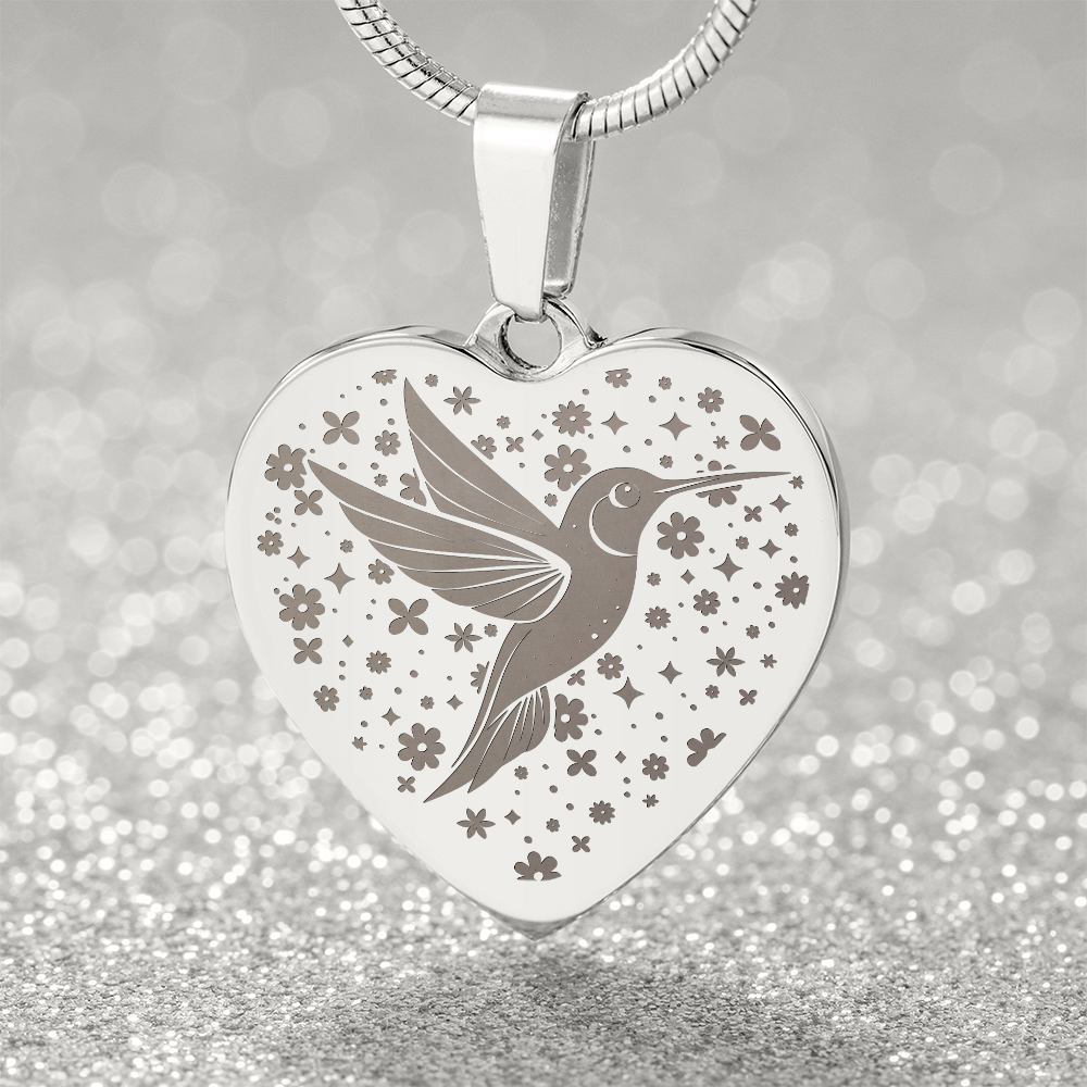 KOVE Sample - HUMMINGBIRD - Engraved Heart Necklace