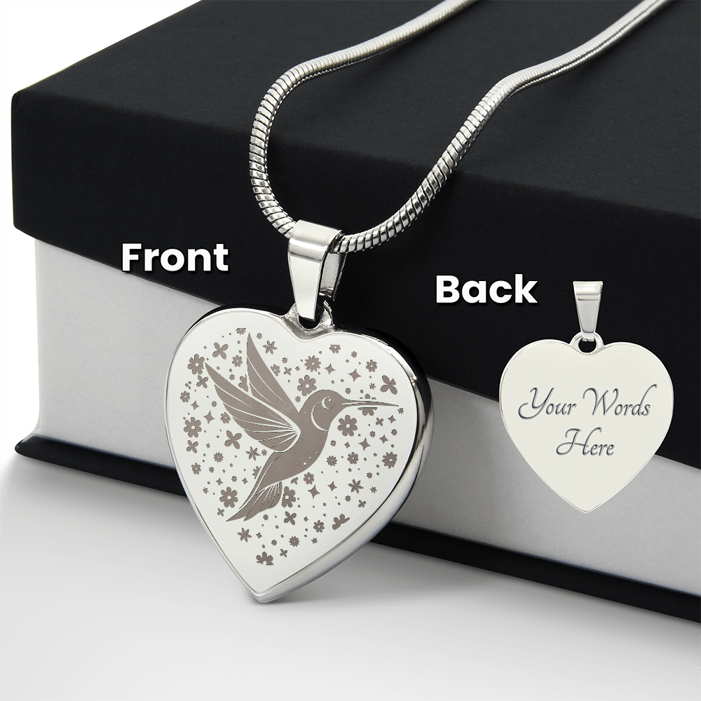 KOVE Sample - HUMMINGBIRD - Engraved Heart Necklace