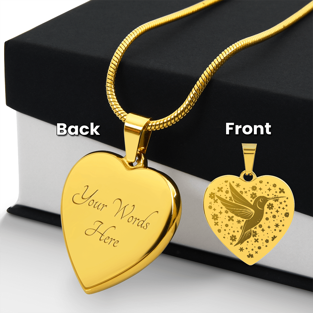 KOVE Sample - HUMMINGBIRD GOLD - Engraved Heart Necklace