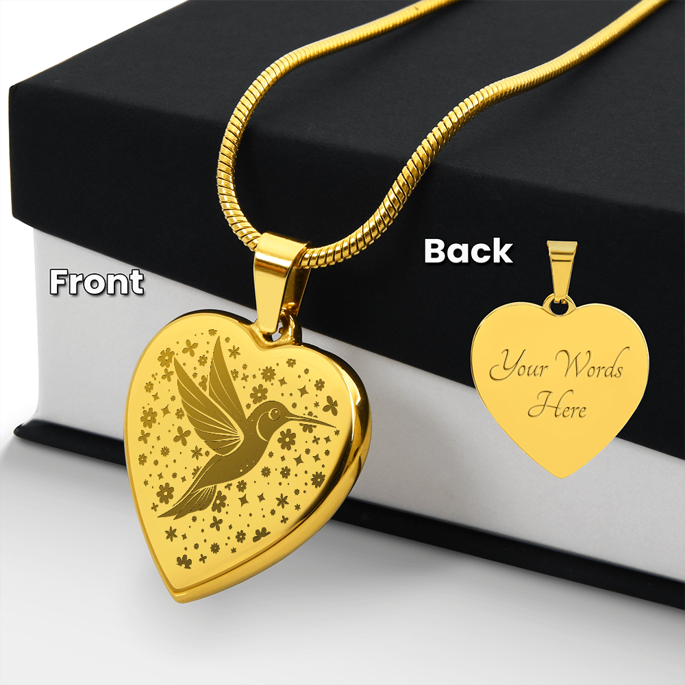 KOVE Sample - HUMMINGBIRD GOLD - Engraved Heart Necklace