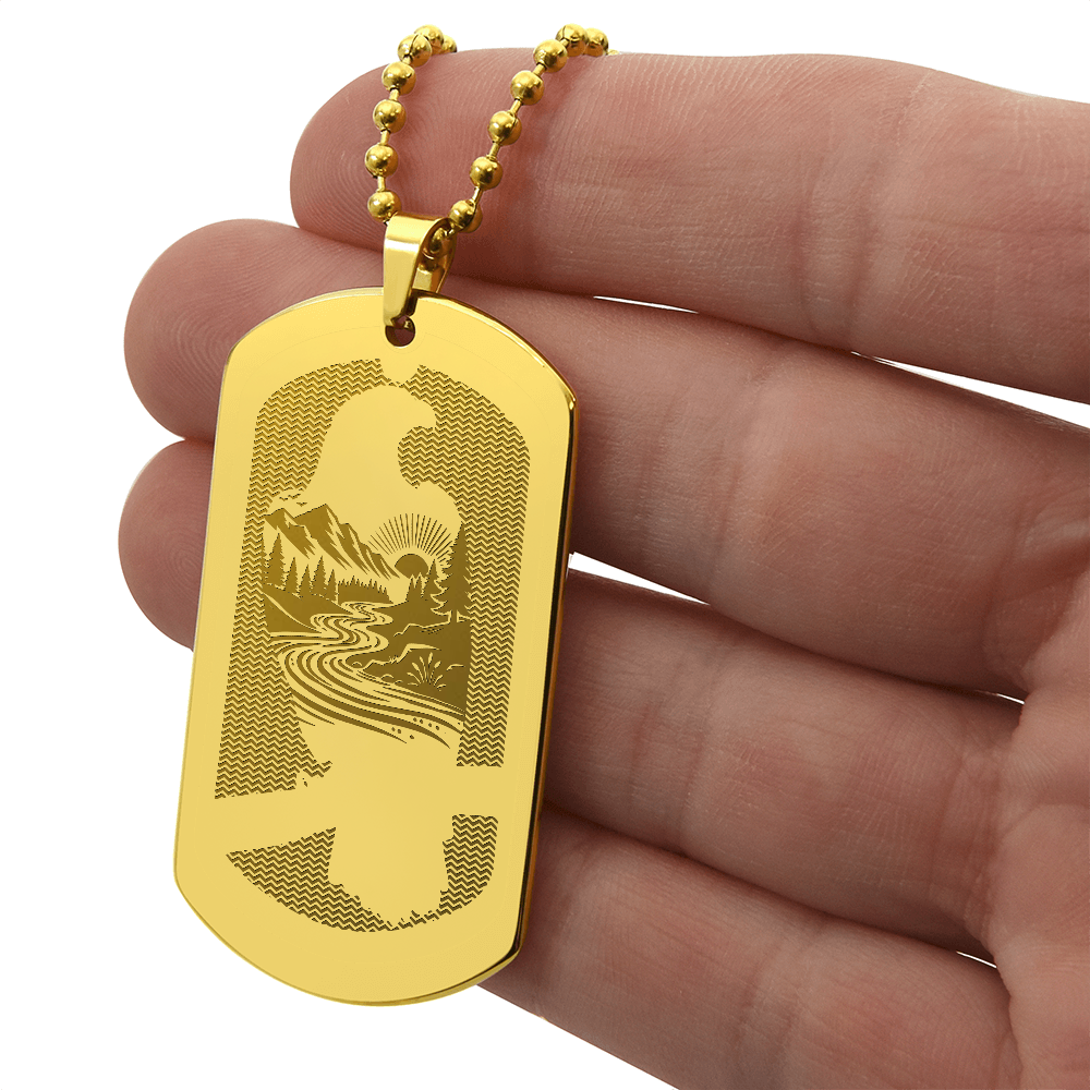 KOVE Sample - EAGLE GOLD - Engraved Dog Tag Necklace