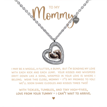 Mommy To Be - Baby Feet Heart Necklace