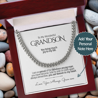 My/Our Wonderful GRANDSON - Cuban Chain Necklace, Luxury Box