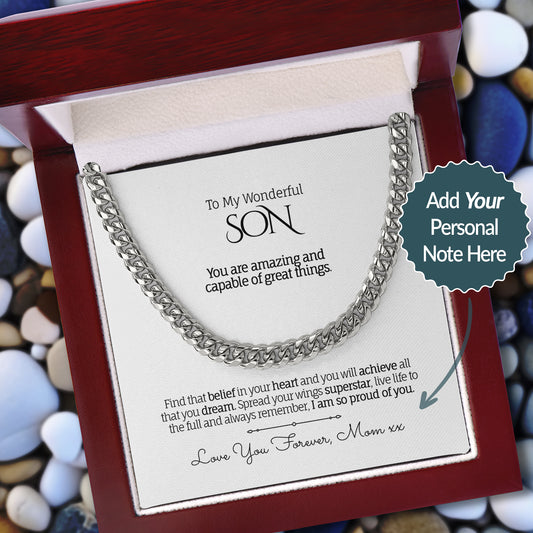 My/Our Wonderful SON - Cuban Chain Necklace, Luxury Box