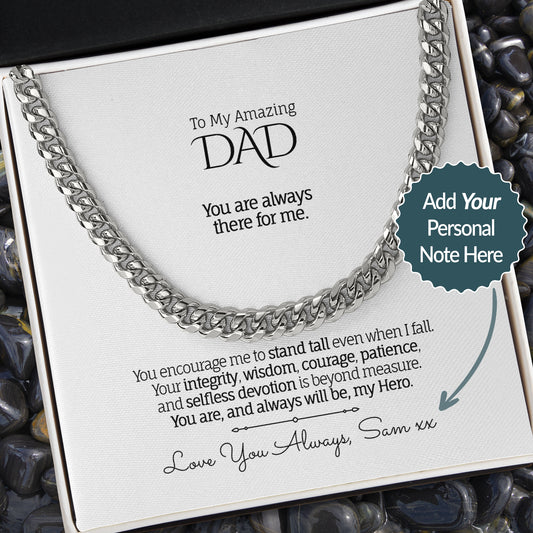 My/Our Amazing DAD - Cuban Chain Necklace, Soft Touch Box