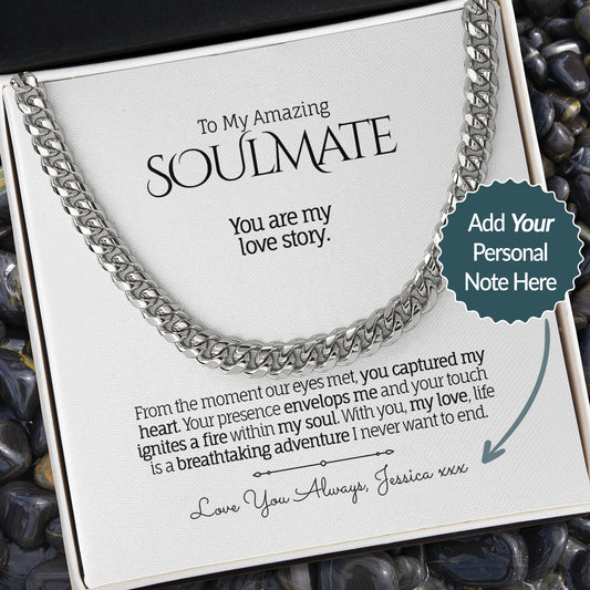 My Amazing SOULMATE - Cuban Chain Necklace, Soft Touch Box