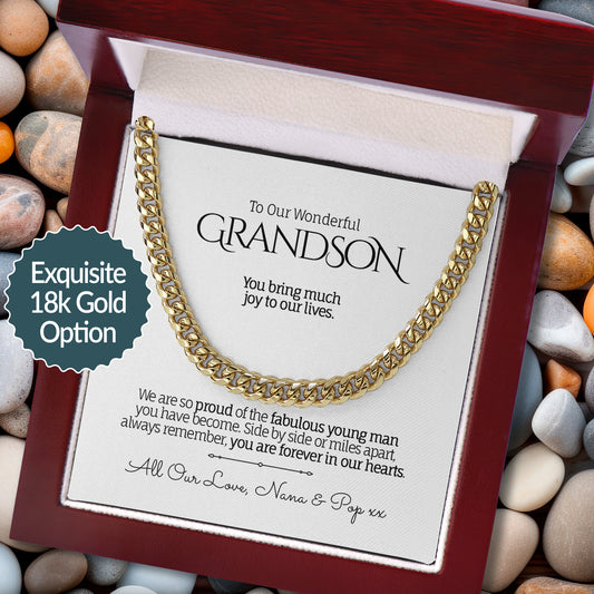 My/Our Wonderful GRANDSON - Cuban Chain Necklace, Luxury Box
