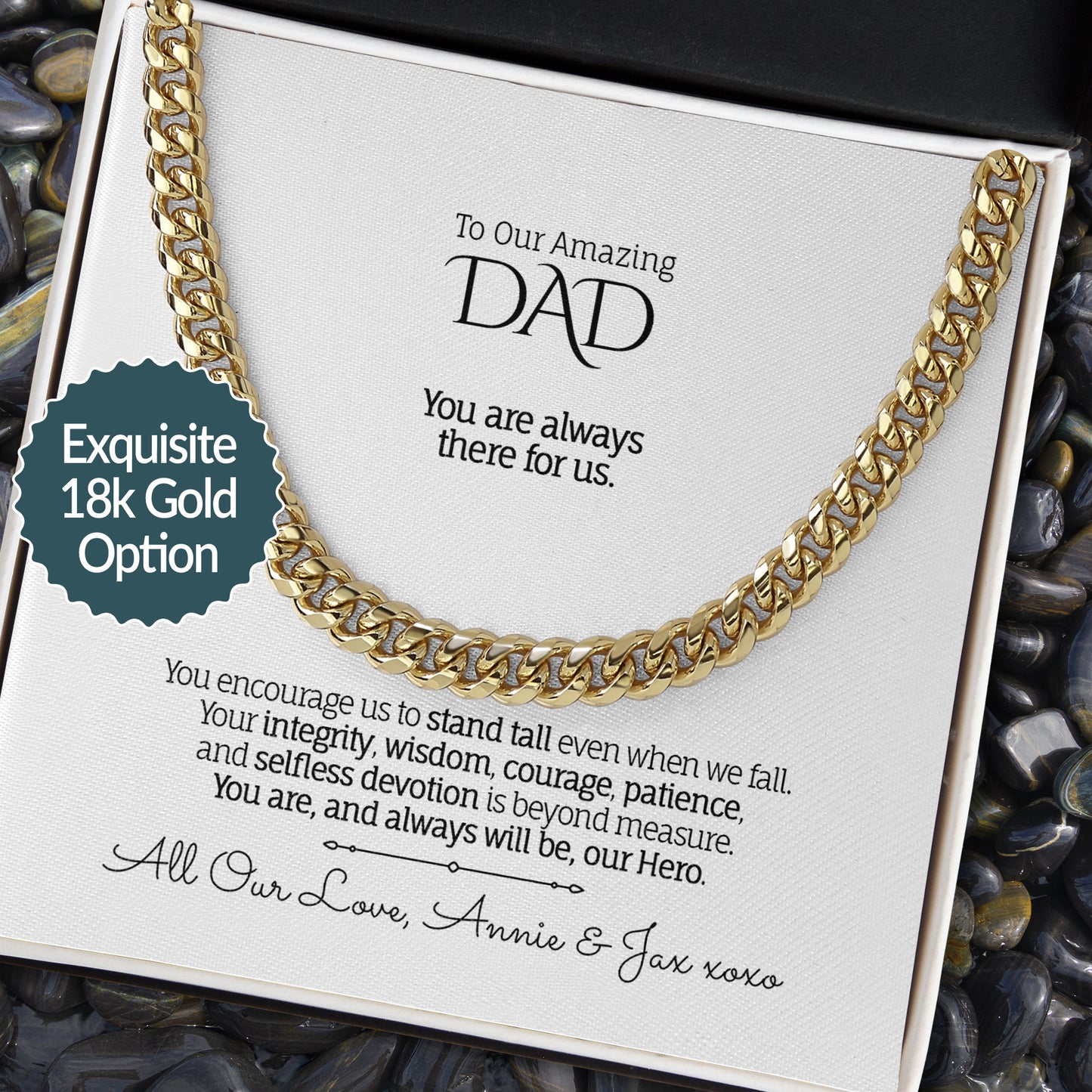 My/Our Amazing DAD - Cuban Chain Necklace, Soft Touch Box