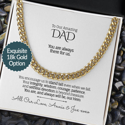 My/Our Amazing DAD - Cuban Chain Necklace, Soft Touch Box