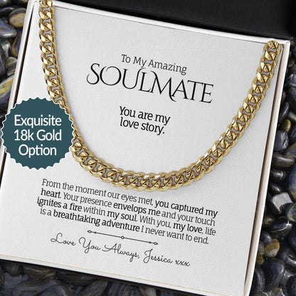 My Amazing SOULMATE - Cuban Chain Necklace, Soft Touch Box