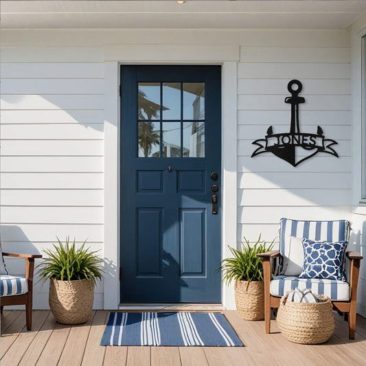 Fancy Anchor Banner - Personalized Metal Decor
