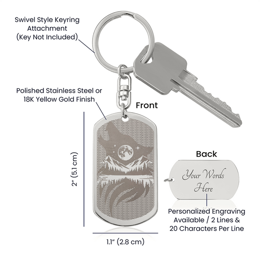 KOVE Sample - WOLF - Engraved Dog Tag Keychain