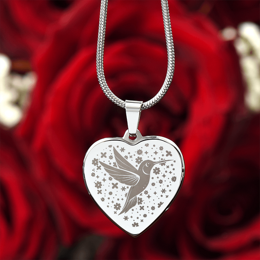 KOVE Sample - HUMMINGBIRD - Engraved Heart Necklace