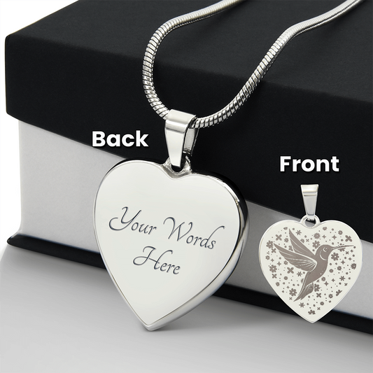 KOVE Sample - HUMMINGBIRD - Engraved Heart Necklace