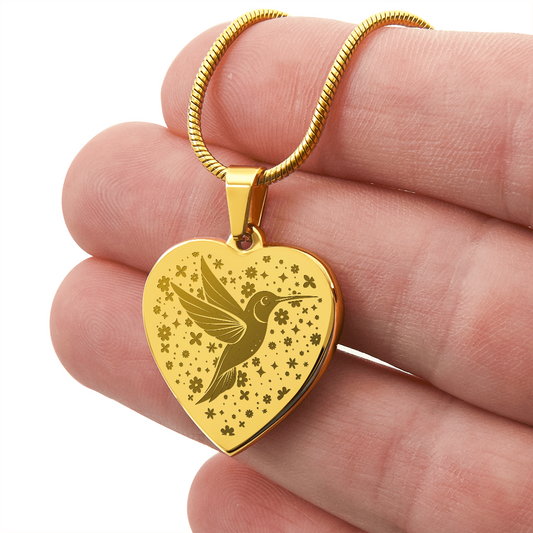 KOVE Sample - HUMMINGBIRD GOLD - Engraved Heart Necklace