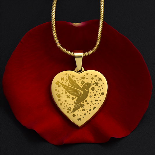 KOVE Sample - HUMMINGBIRD GOLD - Engraved Heart Necklace