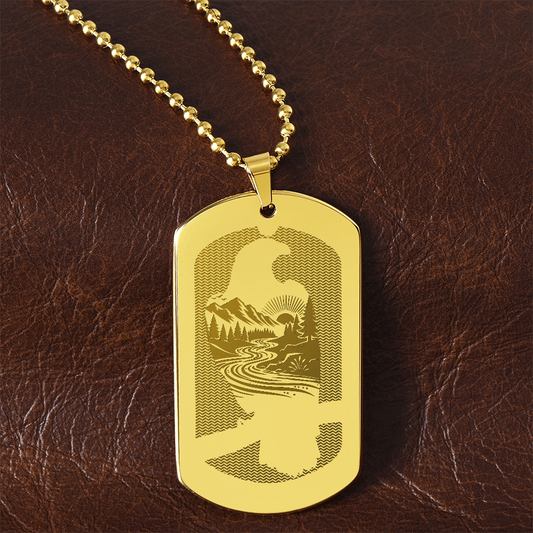 KOVE Sample - EAGLE GOLD - Engraved Dog Tag Necklace