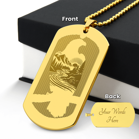 KOVE Sample - EAGLE GOLD - Engraved Dog Tag Necklace